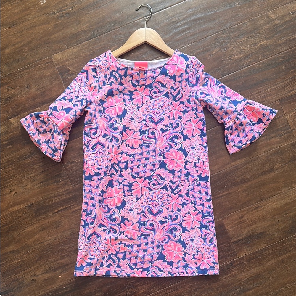 Floral Pink and Blue Kids Dress